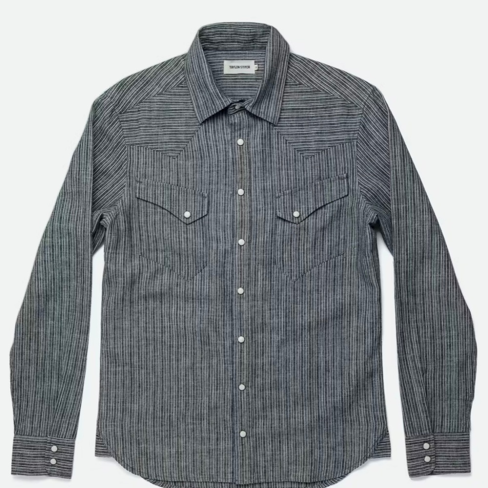 Taylor Stitch Western Shirt in Striped Hemp Chambray - Size 40
